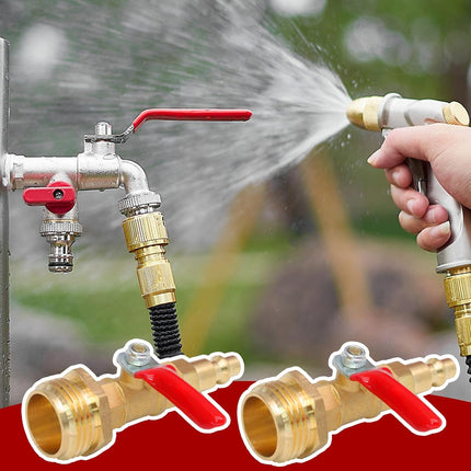 Winterize Blowout Adapter with 1/4" Quick Connect Plug and 3/4" Garden Water Hose Threading Brass Winterize Quick Adapter with Ball Valve for RV Boat Camper Trailer Sprinkler Irrigation