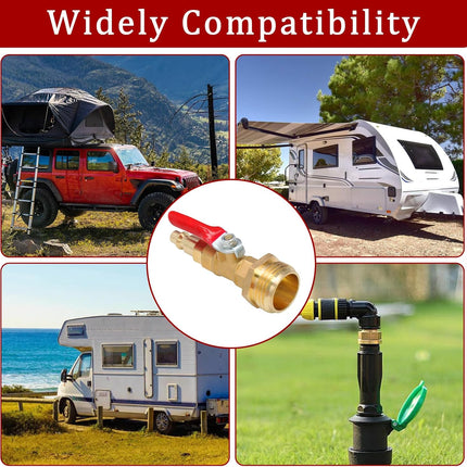Winterize Blowout Adapter with 1/4" Quick Connect Plug and 3/4" Garden Water Hose Threading Brass Winterize Quick Adapter with Ball Valve for RV Boat Camper Trailer Sprinkler Irrigation