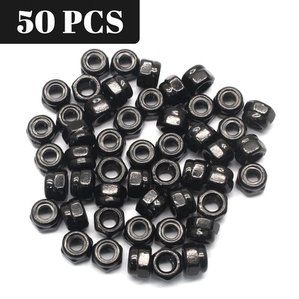 M3 Hex Lock Nuts, M3 x 0.5mm Carbon Steel Nylon Insert Self-Locking Nuts for Fasteners, 50Pcs
