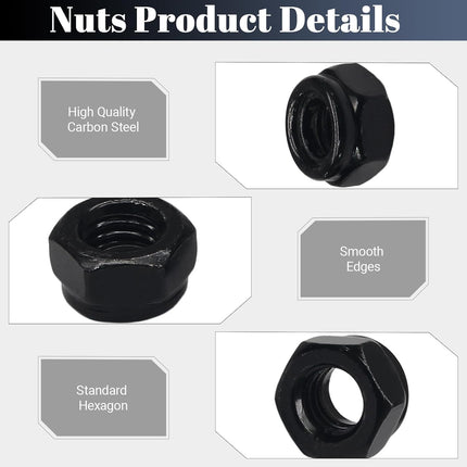 M3 Hex Lock Nuts, M3 x 0.5mm Carbon Steel Nylon Insert Self-Locking Nuts for Fasteners, 50Pcs