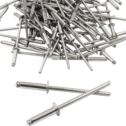 100pcs 1/8" x 1/2" Blind Rivets, 3.2mm x 13mm Round Head Stainless Steel Pop Rivets for Luggage Automobile Sheet Metal
