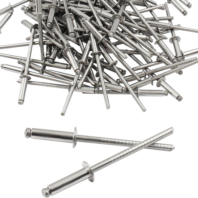 100pcs 1/8" x 1/2" Blind Rivets, 3.2mm x 13mm Round Head Stainless Steel Pop Rivets for Luggage Automobile Sheet Metal