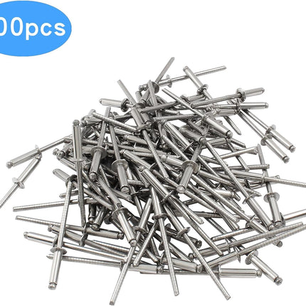 100pcs 1/8" x 1/2" Blind Rivets, 3.2mm x 13mm Round Head Stainless Steel Pop Rivets for Luggage Automobile Sheet Metal