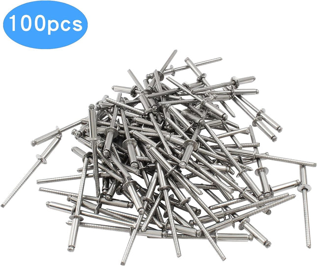 100pcs 1/8 x 1/2 Blind Rivets 3.2mm x 13mm Round Head Stainless Steel Pop Rivets for Luggage Automobile – product detail