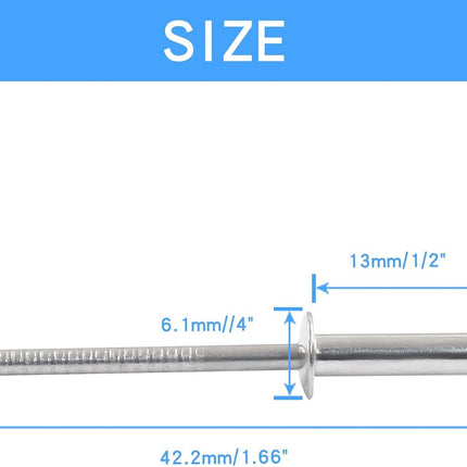 100pcs 1/8" x 1/2" Blind Rivets, 3.2mm x 13mm Round Head Stainless Steel Pop Rivets for Luggage Automobile Sheet Metal