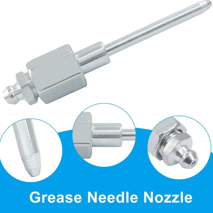 Grease Needle Nozzle, Nose Grease Dispenser Grease Gun Fittings and Gun Tips, Narrow Needle Greaser Adapter with 1/8 Inch NPT Threads for Hydraulic Systems/Mechanics (1 Pack)