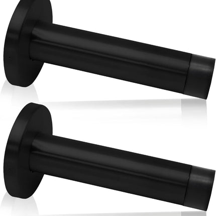 2 Pack 3.5 Inch Stainless Steel Door Stops Bumper Sound Dampening Door Stoppers with Soft Rubber Tip Wall Door Protector, Black