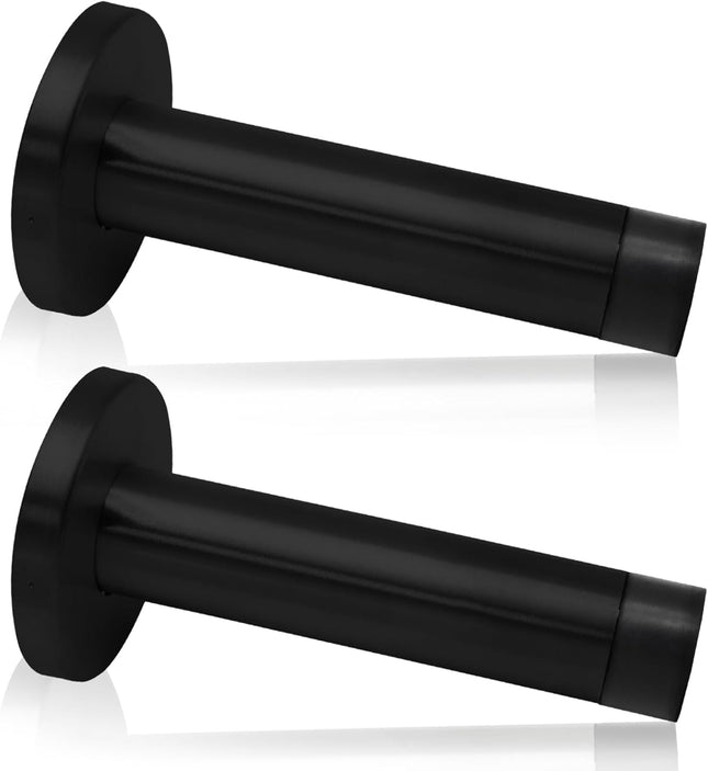 2 Pack 3.5 Inch Stainless Steel Door Stops Bumper Sound Dampening Door Stoppers with Soft Rubber Tip Wall