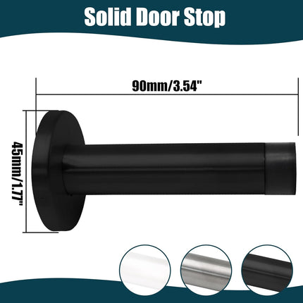 2 Pack 3.5 Inch Stainless Steel Door Stops Bumper Sound Dampening Door Stoppers with Soft Rubber Tip Wall Door Protector, Black