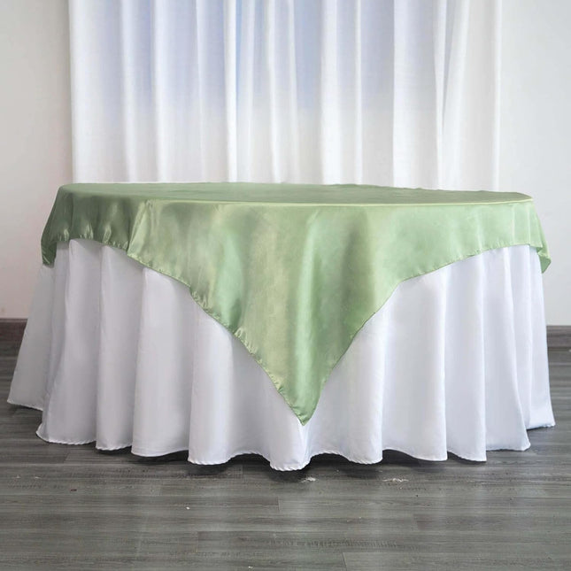 Efavormart 60 Satin Square Tablecloth Overlay for Wedding Catering Party Table Decorations SAGE Green
