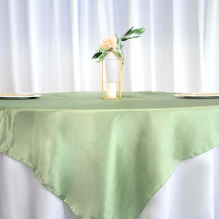 Efavormart 60" Satin Square Tablecloth Overlay for Wedding Catering Party Table Decorations SAGE Green Square Tablecloth Cover