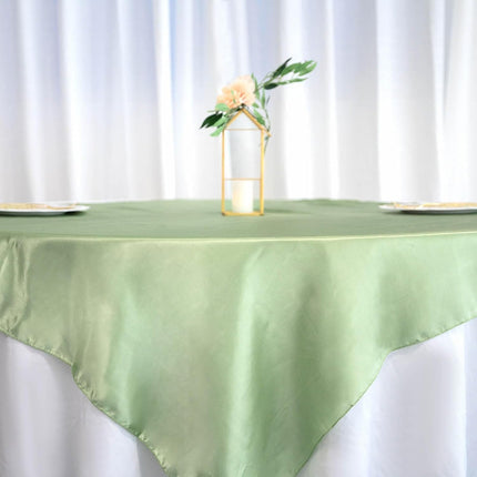 Efavormart 60" Satin Square Tablecloth Overlay for Wedding Catering Party Table Decorations SAGE Green Square Tablecloth Cover