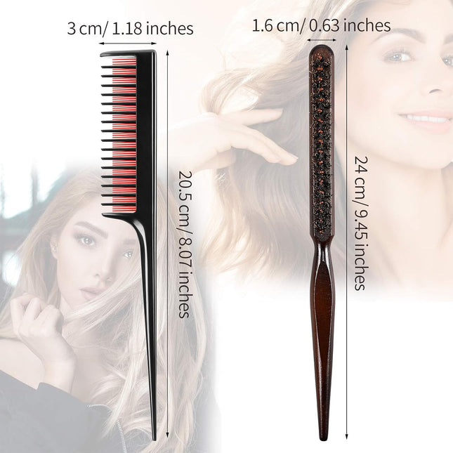 3 Pcs Hair Teasing Comb Set Includes 2 Nylon Triple Comb and Boar Bristle Teaser Brushes – product detail