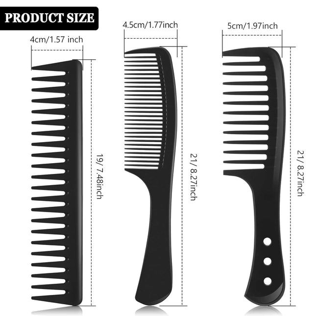 3 Pieces Wide Tooth Detangling Hair Comb Styling Set Carbon Fiber Styling Cutting Comb Anti – product detail