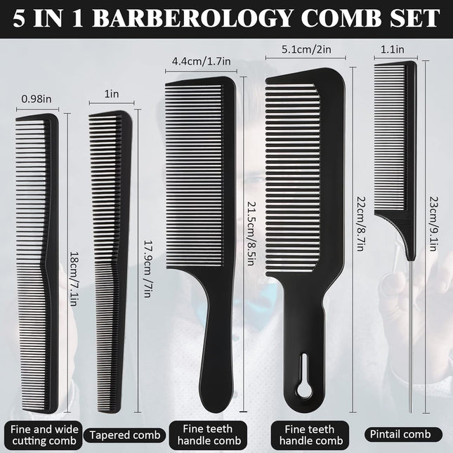 5 Pieces Hair Cutting Comb Set Carbon Fiber Barber Comb Hair Styling Combs Fine Teeth – product detail