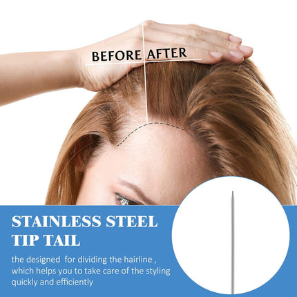 12 Pieces Rat Tail Comb Carbon Fiber Parting Set, Stainless Steel Tail Hair Comb Heat Resistant Teasing for Braid Hair Salon Home Use