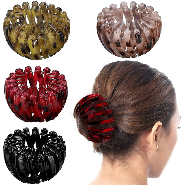 4 Pcs Women's Hair Accessories Bun Clips for Hair Bird Nest Clip Lazy Birds Nest Plate Hairpin Accessories
