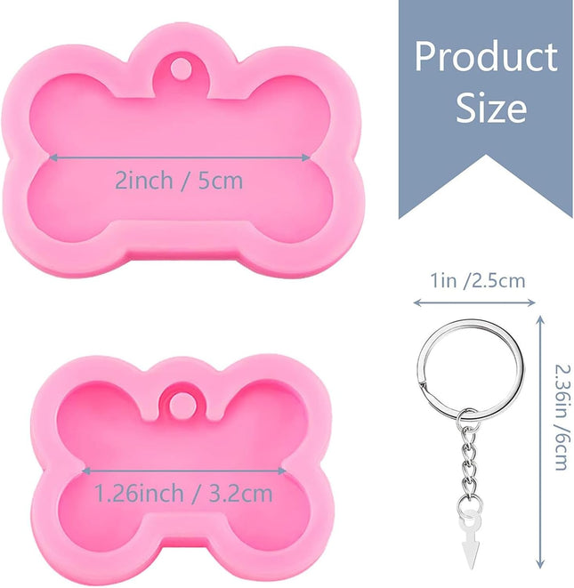 6 Pcs Silicone Dog Tags Mold 2.5'' 2'' Resin Keychain Molds Dog Bone Tag Keychain – product detail