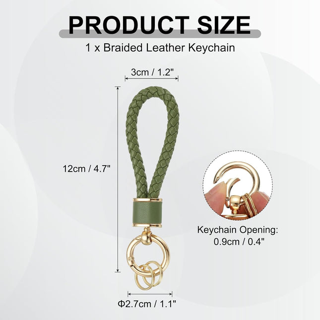 Braided Leather Keychain Keychain Ring Woven Strap Lanyard Strap with 360 Degree Rotatable for Car Key Bag – product detail
