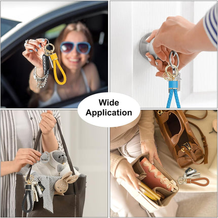 Braided Leather Keychain, Keychain Ring Woven Strap Lanyard Strap with 360 Degree Rotatable for Car Key Bag Wallet