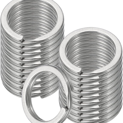 20pcs Split Keychain Rings, 15mm Round Flat Keyrings Stainless Steel Open Key Chain Ring Dog Tag Rings for DIY Keychain Craft Lanyard, 1.5mm Thick, Silver