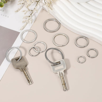20pcs Split Keychain Rings, 15mm Round Flat Keyrings Stainless Steel Open Key Chain Ring Dog Tag Rings for DIY Keychain Craft Lanyard, 1.5mm Thick, Silver