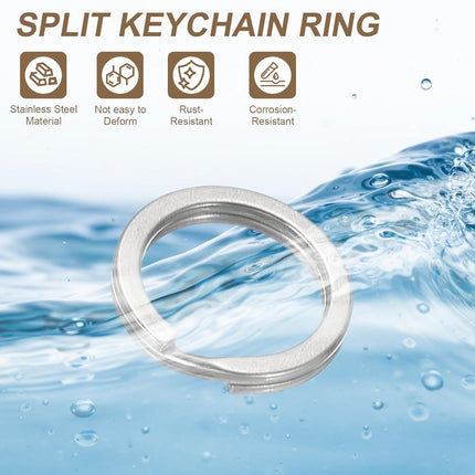20pcs Split Keychain Rings, 15mm Round Flat Keyrings Stainless Steel Open Key Chain Ring Dog Tag Rings for DIY Keychain Craft Lanyard, 1.5mm Thick, Silver