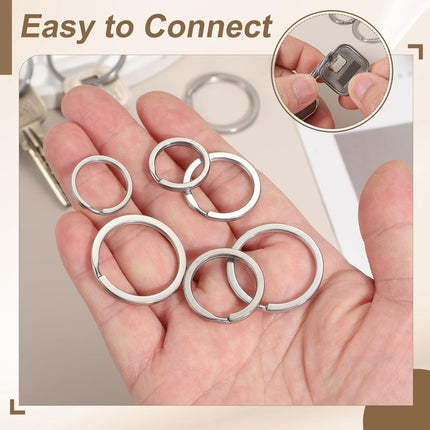 20pcs Split Keychain Rings, 15mm Round Flat Keyrings Stainless Steel Open Key Chain Ring Dog Tag Rings for DIY Keychain Craft Lanyard, 1.5mm Thick, Silver