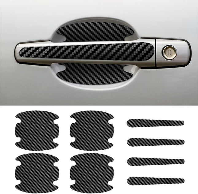8PCS Car Door Handle Scratch Protectors Carbon Fiber Car Door Handle Bowl Sticker Universal Auto Doors