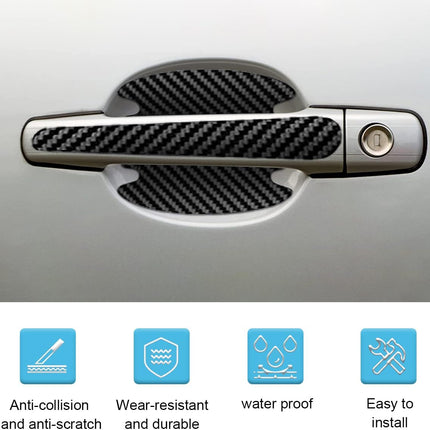 8PCS Car Door Handle Scratch Protectors, Carbon Fiber Car Door Handle Bowl Sticker, Universal Auto Doors Handles Paint Guard Cover, Doors Handles Cup Protective Film for Cars (Black)