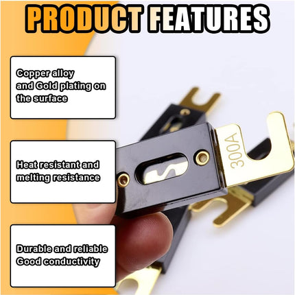 6PCS 300Amp/300A ANL Fuse, Blade Fuse for Marine Car Vehicle Audio and Video System, ANL Inline Fuse Gold Plated Fuse 32V for Inverters and Other Current Applications (300Amp)