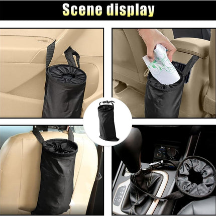 2PCS Car Trash Bag, Auto Portable Trash Can Universal Hanging Car Garbage Bag, Waterproof Garbage Can with Elastic Opening, Car Organizer Auto Accessories for Car, Home, Outdoor