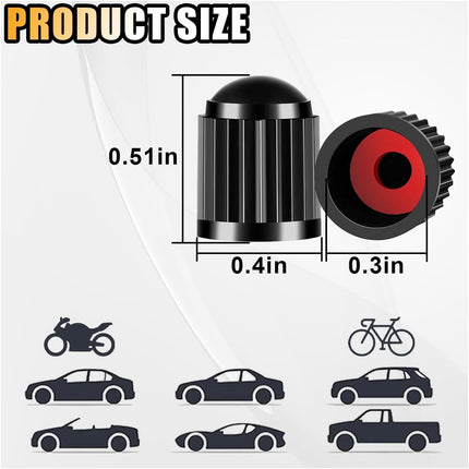 25PCS Tire Valve Stem Caps, Airtight Seal Stem Covers with O Rubber Ring, Car Tire Valve Dustproof Caps, Plastic Valve Stem Caps, Universal Accessories for Car SUV Bicycle Truck