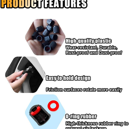 25PCS Tire Valve Stem Caps, Airtight Seal Stem Covers with O Rubber Ring, Car Tire Valve Dustproof Caps, Plastic Valve Stem Caps, Universal Accessories for Car SUV Bicycle Truck