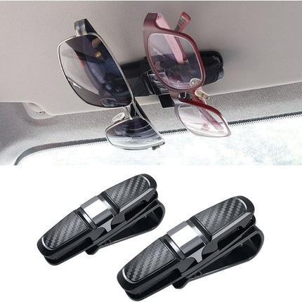 2PCS Glasses Holders for Car Sun Visor, Glasses Clip Organizer, Sunglasses Eyeglasses Mount with Ticket Card, Car Sun Visor Double-Ends Clip, 180 Degree Rotational Car Glasses Holder