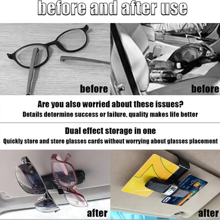 2PCS Glasses Holders for Car Sun Visor, Glasses Clip Organizer, Sunglasses Eyeglasses Mount with Ticket Card, Car Sun Visor Double-Ends Clip, 180 Degree Rotational Car Glasses Holder
