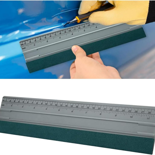 12 Inch Vinyl Wrap Squeegee, Window Tint Squeegee Installation Tool with Ruler 15CM & Suede Felt Edge, Car Vinyl Wrap Scraper Tool for Sign-Making Graphic Wallpaper Film Smoothing (12 Inch)