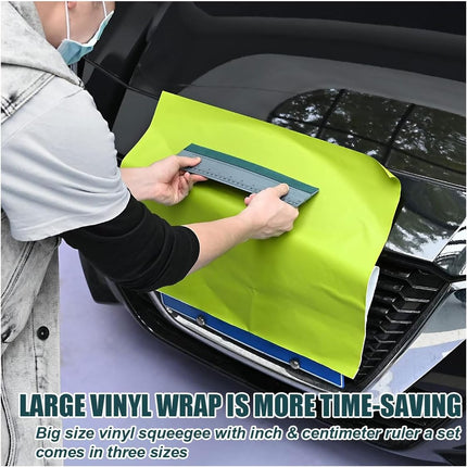 12 Inch Vinyl Wrap Squeegee, Window Tint Squeegee Installation Tool with Ruler 15CM & Suede Felt Edge, Car Vinyl Wrap Scraper Tool for Sign-Making Graphic Wallpaper Film Smoothing (12 Inch)