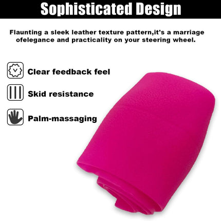 Car Steering Wheel Cover, Soft Odorless Silicone Steering Wheel Protector, Anti-Slip Auto Steering Wheel Cover Universal Fit 14 Inch, Vehicle Interior Accessories for Cars SUVs Trucks (Pink)
