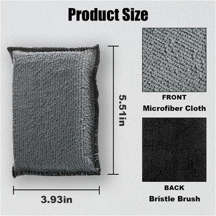 3PCS 5"×3" Car Interior Scrubbing Sponges, Microfiber Car Wash Sponges, Auto Detailing Scrub Pads, Interior Cleaning Sponges for Car Leather, Plastic, Vinyl, Upholstery (Gray Black)