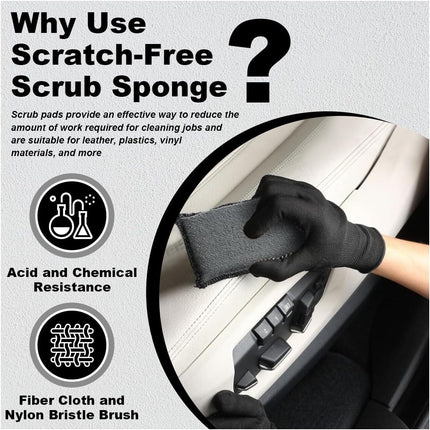 3PCS 5"×3" Car Interior Scrubbing Sponges, Microfiber Car Wash Sponges, Auto Detailing Scrub Pads, Interior Cleaning Sponges for Car Leather, Plastic, Vinyl, Upholstery (Gray Black)