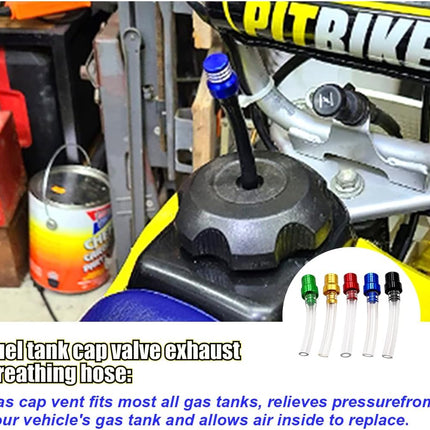 5PCS Motorcycle Gas Fuel Tank Cap Breather Hose, Universal CNC Gas Cap Valve Vent, Breathing Valve Tube Compatible with ATV Quad CRF YZF RMZ KLX DRZ Pit Dirt Bike Motorcycle