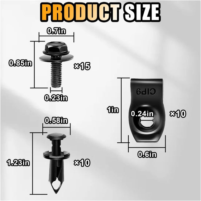 35PCS Car Body Bolts & Extruded U-Nuts Clips – product detail