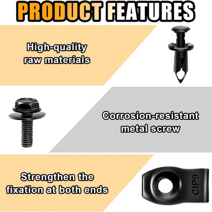 35PCS Car Body Bolts & Extruded U-Nuts Clips Kit - Bumper Fenders Liner Push Retainer Fastener Kit for Engine Under Cover, Universal Splash Shield Guard Bolts Fastener Rivet Clips for Most Cars