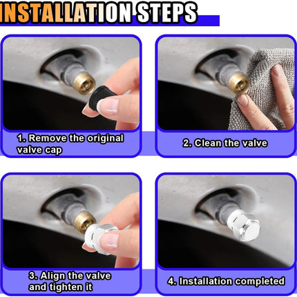 4PCS Car Tire Valve Stem Cap, Aluminum Car Hexagon Valve Cover, Leak-Proof Dustproof Car Tire Cap Cover, Automotive Accessories for Cars, Bicycles, SUVs, Motorcycles, Trucks (Silver)