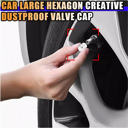 4PCS Car Tire Valve Stem Cap, Aluminum Car Hexagon Valve Cover, Leak-Proof Dustproof Car Tire Cap Cover, Automotive Accessories for Cars, Bicycles, SUVs, Motorcycles, Trucks (Silver)
