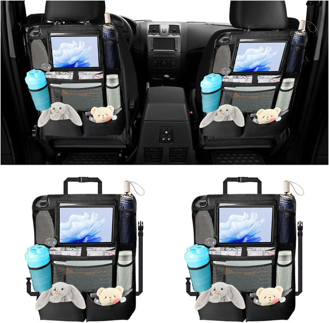 2PCS Car Backseat Organizer Automotive Kick Mats Back Seat Protector for Kids Vehicle Storage Organizer
