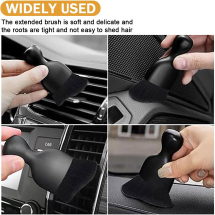 Car Interior Detailing Brush - Curved Soft Bristle Cleaning Brush, Dust Collectors Car Interior Cleaning Tool for Car Dashboard Air Conditioner Vents Leather, No Scratches (Black/2PCS)
