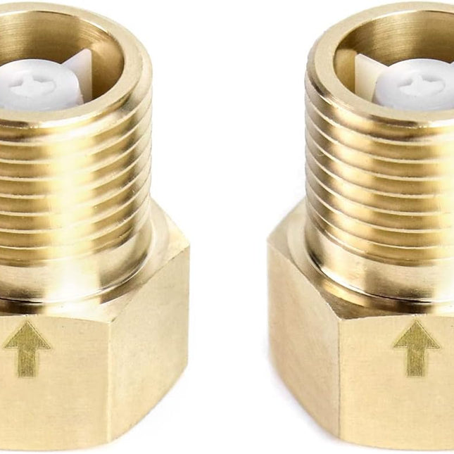 2Pcs Brass One-way Check Valve, 1/2" Female to 1/2" Male Thread of Backflow Preventer
