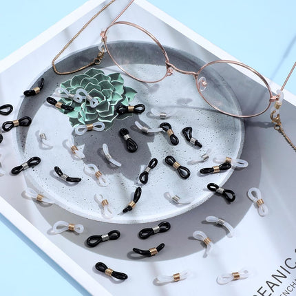 Eyeglass Chain Ends, 40 Pcs Adjustable Silicone Eyeglasses Chain Connector Anti Slip Glasses Chains Rubber Loops Eyeglass Strap Retainer for Eye Glasses Sunglasses Holder Necklace Chains